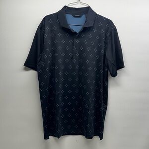 RADMOR  Black GOLF Polo Shirt with Blue Pattern size M NWOT